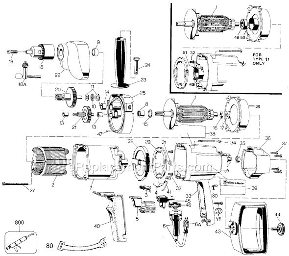 Black and Decker 7264 Type 21 1/2 STD 1/2 Drill Page A Diagram