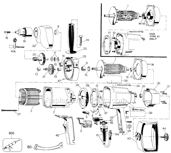Black and Decker 7264 Type 2 1/2 STD 1/2 Drill Page A Diagram