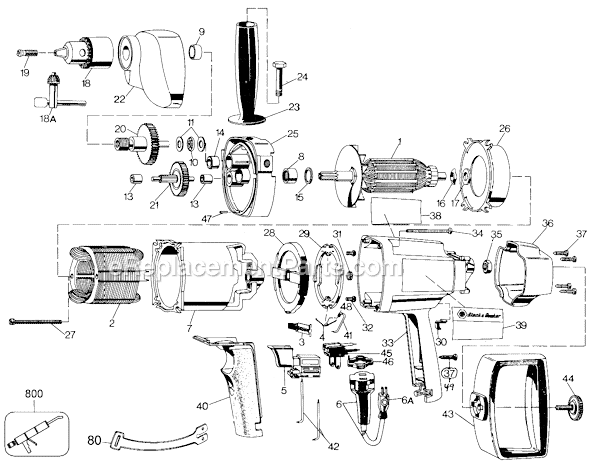 Black and Decker 7264 Type 3 1/2 STD 1/2 Drill Page A Diagram