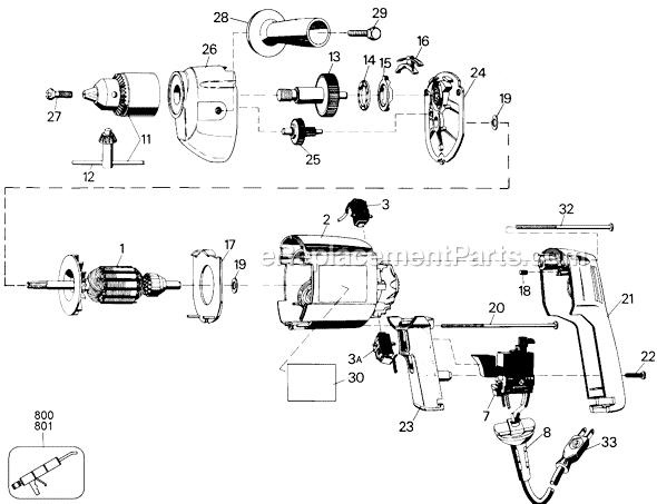Black and Decker 7277 Type 1 D4000 13MM Electric Speed Hammer Page A Diagram