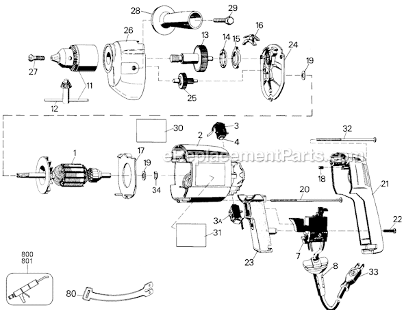Black and Decker 7277 Type 2 D4000 13MM Electric Speed Hammer Page A Diagram