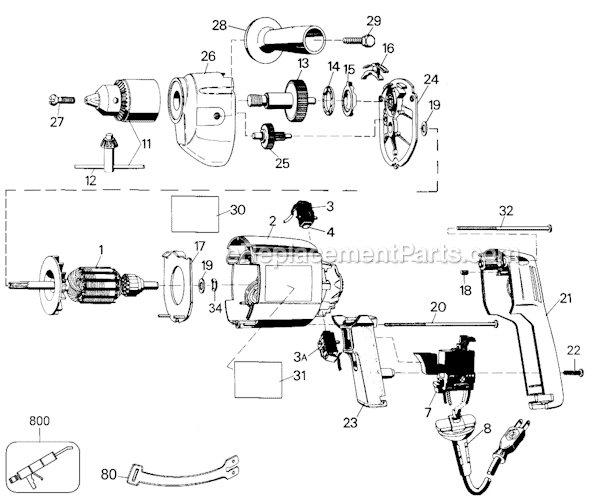 Black and Decker 7277 Type 3 D4000 13MM Electric Speed Hammer Page A Diagram
