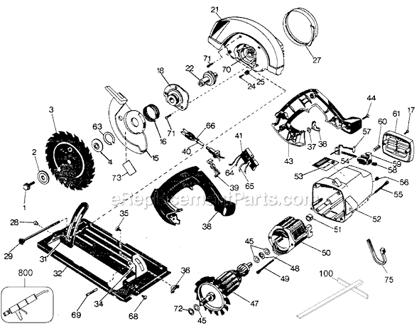 Black and Decker 7308 Type 3 7 1/4 Circular Saw Page A Diagram