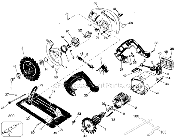 Black and Decker 7308 Type 6 7 1/4 Circular Saw Page A Diagram