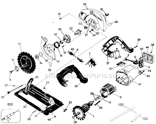 Black and Decker 7308 Type 7 7 1/4 Circular Saw Page A Diagram