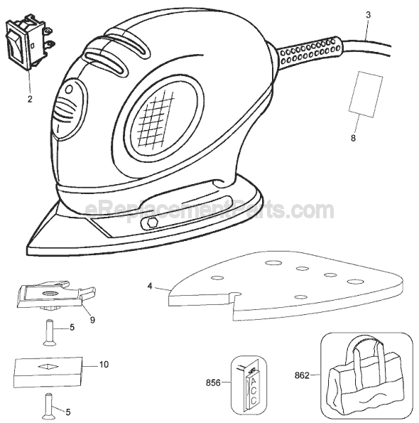 Black and Decker 7407 Type 1 Sander Page A Diagram