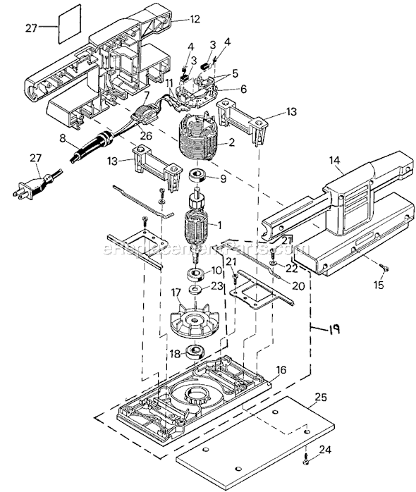 Black and Decker 7448-04 Type 1 Finishing Sander Page A Diagram