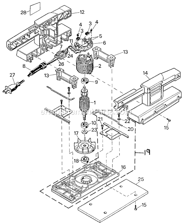 Black and Decker 7448-04 Type 2 Finishing Sander Page A Diagram