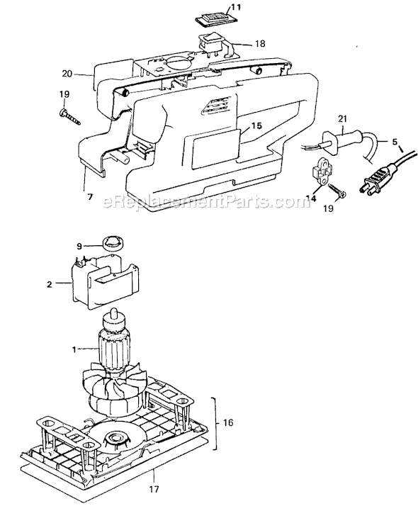 Black and Decker 7453 Type 1 1/3 Sheet Finishing Sander Page A Diagram