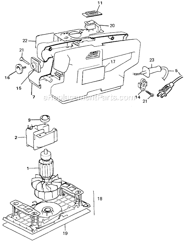 Black and Decker 7454 Type 1 Variable Speed Electric Finishing Sander Page A Diagram