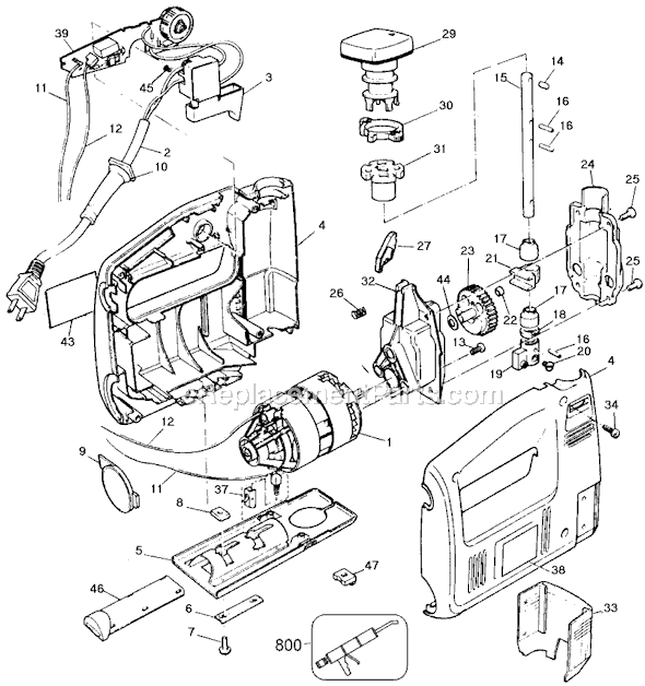 Black and Decker 7588 Type 5 Variable Speed Electric Scroller Jig Saw Page A Diagram