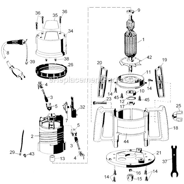 Black and Decker 7604 Type 4 1 HP Router Page A Diagram