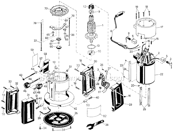 Black and Decker 7613 Type 4 1-1/2 HP Router Page A Diagram
