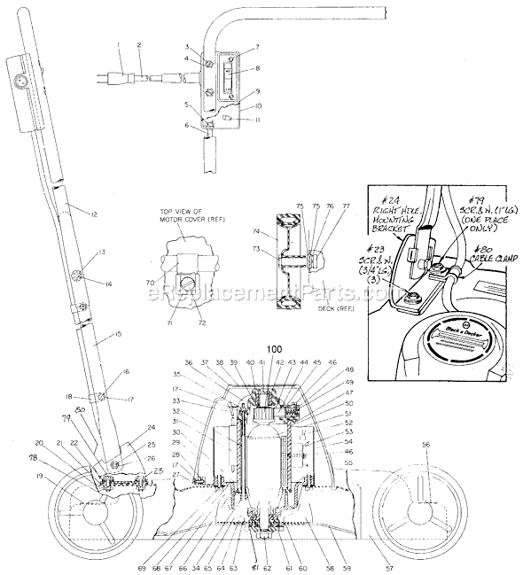 Black and Decker 8000 Type A 18 Single Mower 115 Volt Page A Diagram