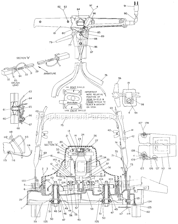 Black and Decker 8021 Type 10 18 Deluxe Mower / Catcher Page A Diagram