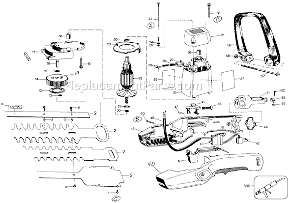 Black and Decker 8124 Type 1 Deluxe Shrub and Hedge Trimmer Page A Diagram