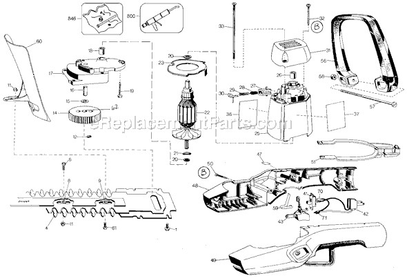 Black and Decker 8124 Type 6 Deluxe Shrub and Hedge Trimmer Page A Diagram