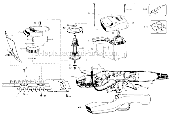 Black and Decker 8127 Type 1 16 Utility Hedge Trimmer Page A Diagram