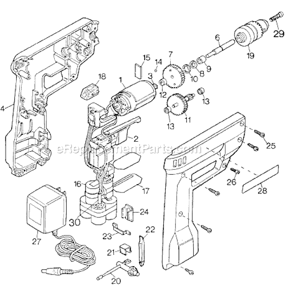Black and Decker 9016 Type 2 3/8 Variable Speed Reversible Cordless Drill Page A Diagram
