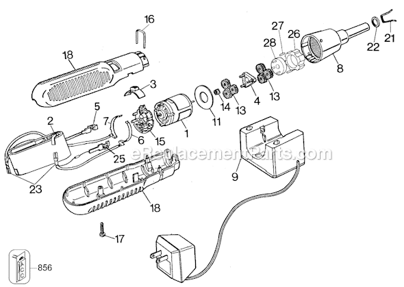 Black and Decker 9038 Type 3 Screwdriver Page A Diagram