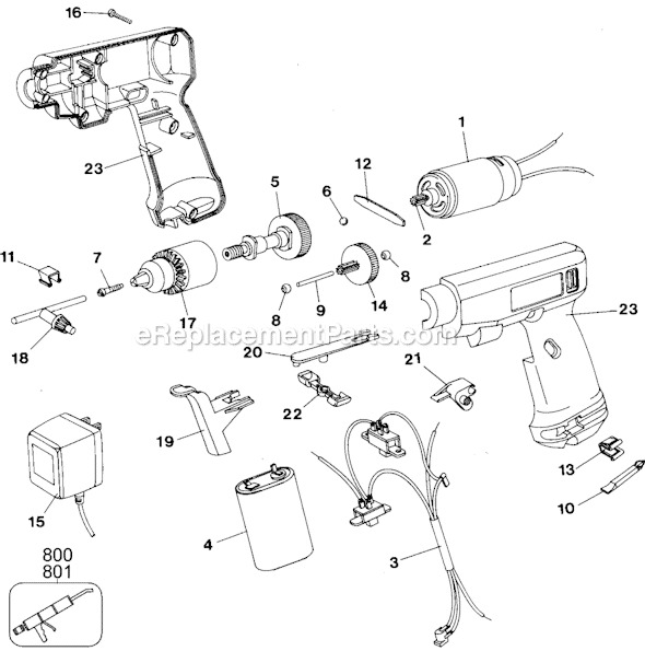 Black and Decker 9045 Type 3 3/8 2 Speed Reversible Drill Page A Diagram