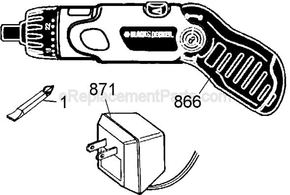 Black and Decker 9078 Type 1 Screwdriver Page A Diagram