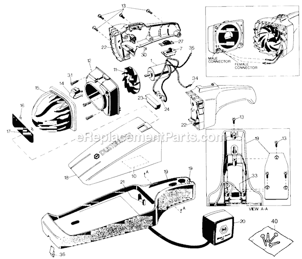 Black and Decker 9330 Type 3 Dustbuster Page A Diagram