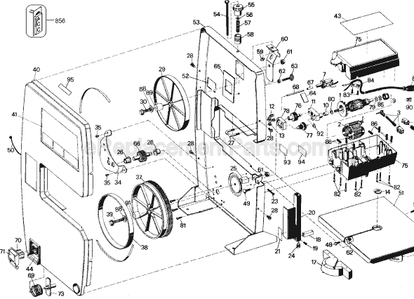 Black and Decker 9422 Type 1 Band Saw Page A Diagram