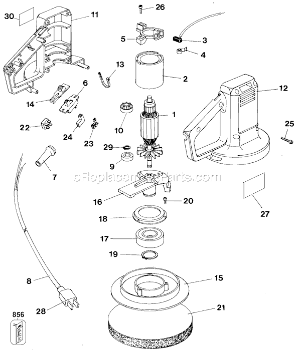 Black and Decker 9555-04 Type 1 Handy Buffer Page A Diagram