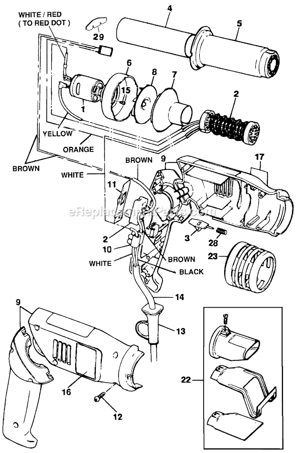 Black and Decker 9778 Type 1 S.W. Handle Heat Gun 2H Page A Diagram