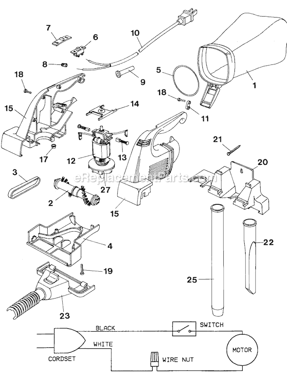 Black and Decker AC5050 Type 1 Dirt Vacuum Page A Diagram
