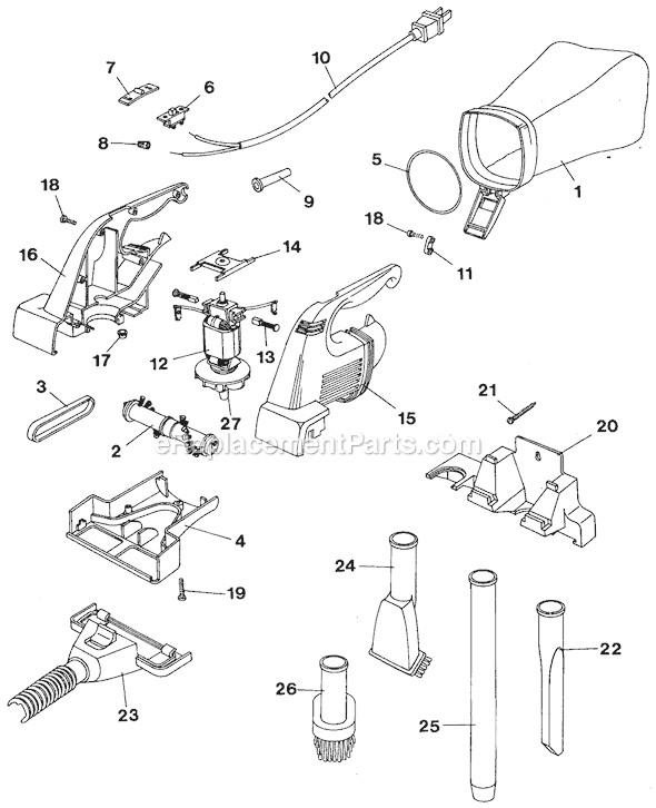 Black and Decker AC7020 Type 1 Dustbuster Dirt Vacuum Page A Diagram