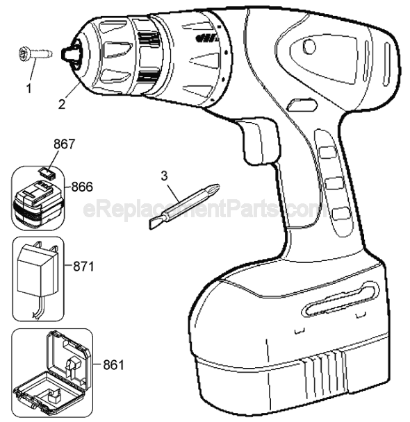 Black and Decker BDG1200K Type 1 12V Cordless Compact Gel Drill Page A Diagram