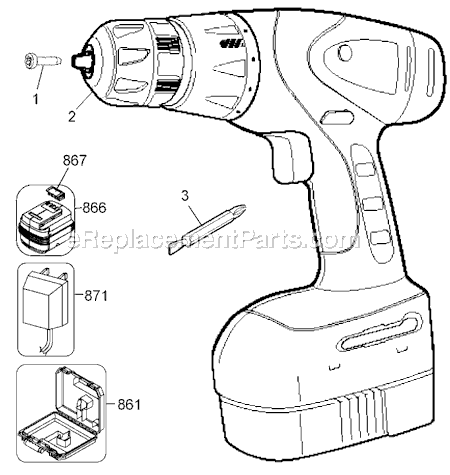 Black and Decker BDG1200 Type 2 12 Volt Compact Gel Drill Page A Diagram