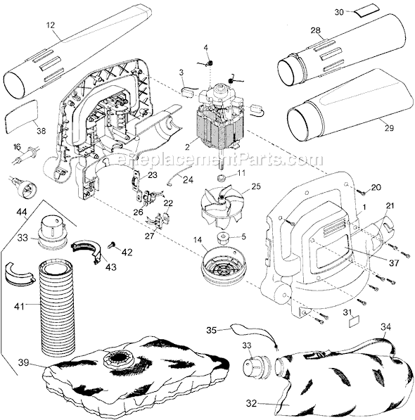 Black and Decker BV1000 Type 5 Vacuum N Mulch Page A Diagram