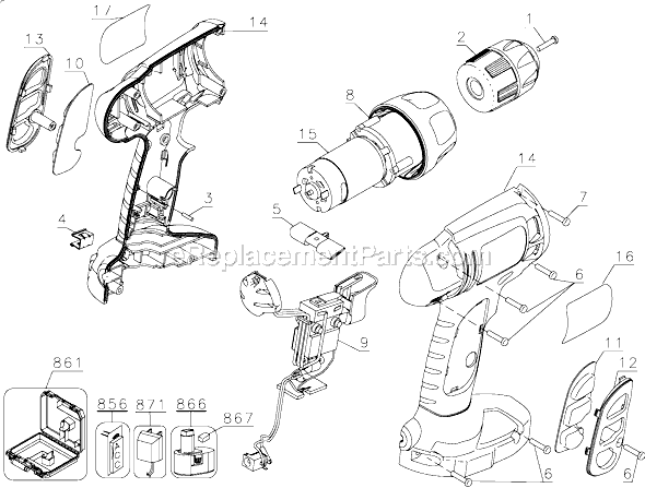 Black and Decker CD120G Type 1 12 Volt Drill / Driver Page A Diagram