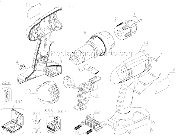 Black and Decker CD120S Type 1 12 Volt Drill Page A Diagram