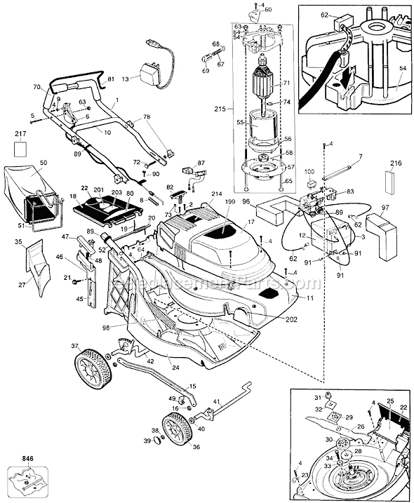 Black and Decker CMM1000 Type 3 19 Mulching Mower Page A Diagram