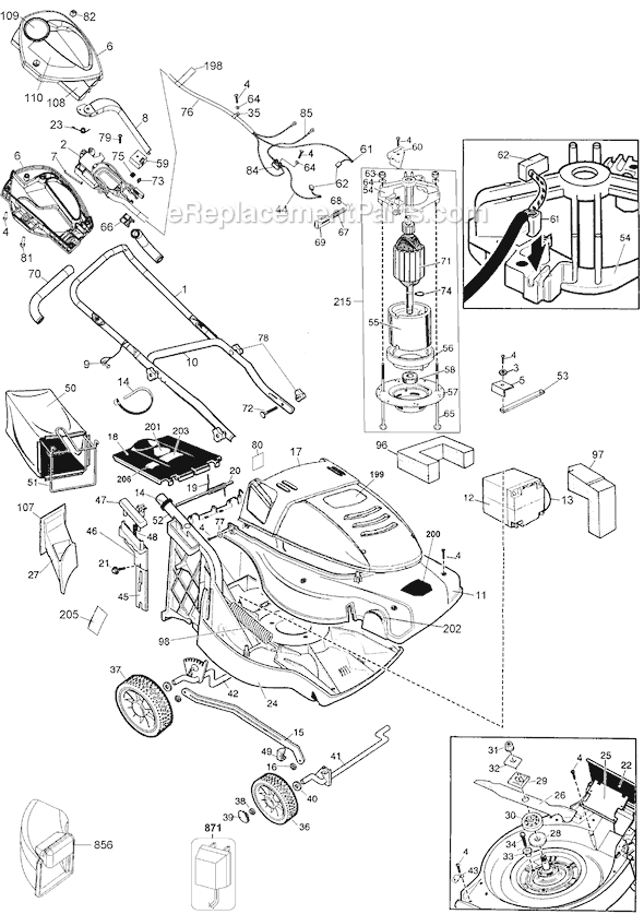 Black and Decker CMM1200 Type 1 24V Cordless Mulching Mower Page A Diagram
