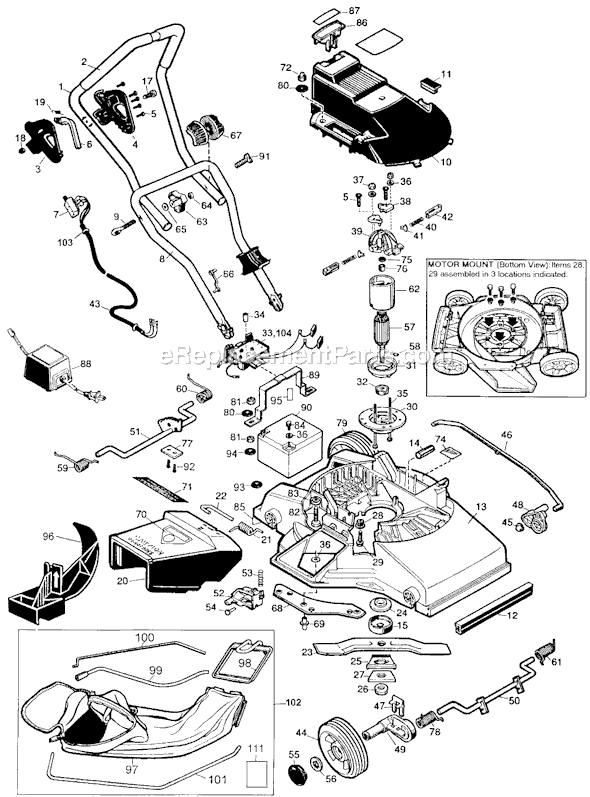 Black and Decker CMM650 Type 1 Cordless Mulch Mower Page A Diagram