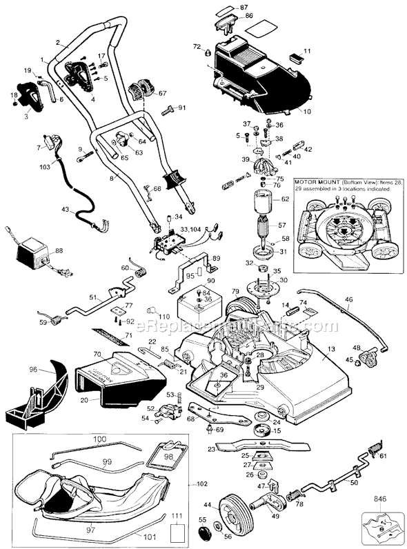 Black and Decker CMM650 Type 2 Cordless Mulch Mower Page A Diagram