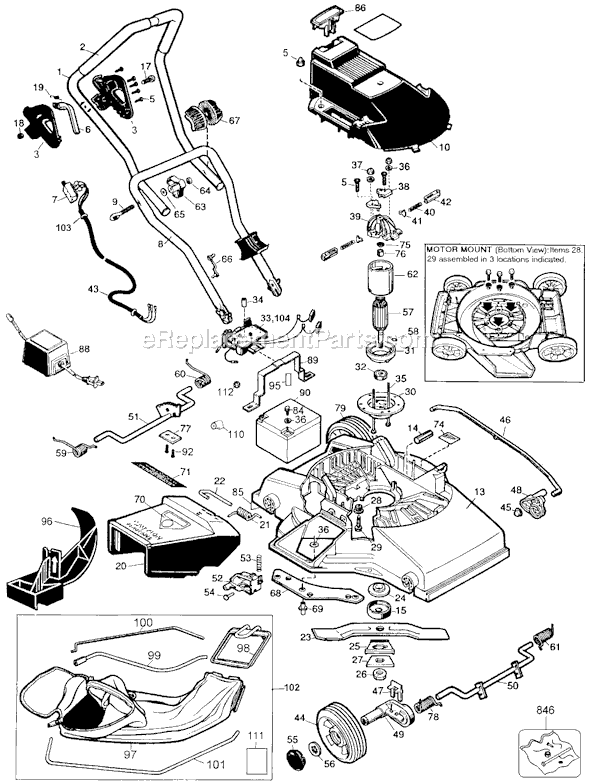 Black and Decker CMM750 Type 3 Cordless Mulch Mower Page A Diagram
