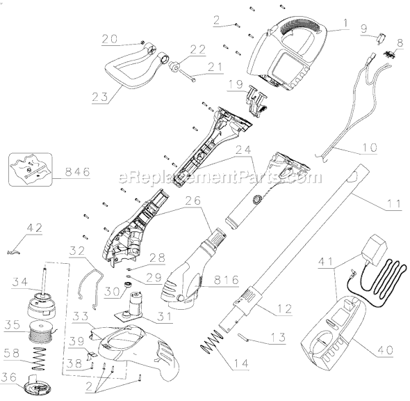 Black & Decker GE800 Type 1 Parts Diagram for Grass Trimmer