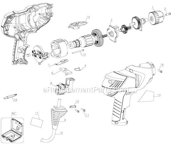 Black and Decker DR250BLW Type 1 3/8 Drill Page A Diagram