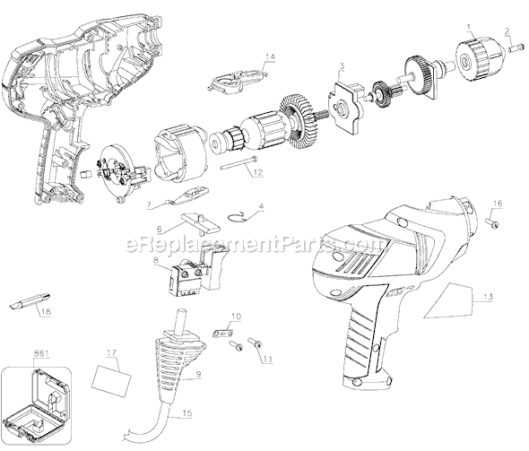 Black and Decker DR250 Type 1 3/8 Drill Page A Diagram