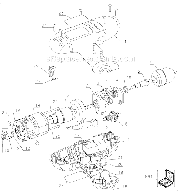 Black and Decker DR402 Type 1 3/8 Variable Speed Reversible Hammer Drill Page A Diagram
