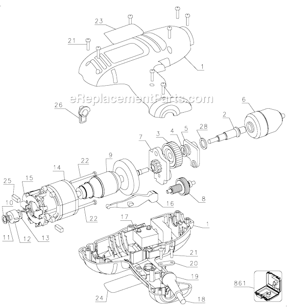 Black and Decker DR402 Type 3 3/8 Variable Speed Reversible Hammer Drill Page A Diagram