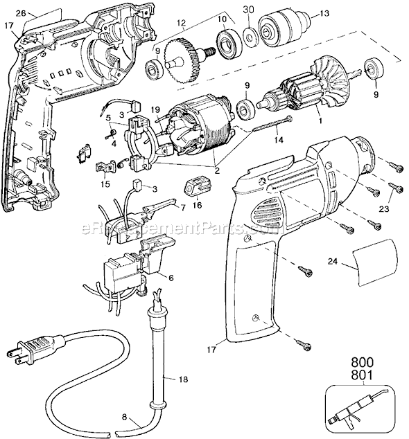 Black and Decker ET1205 Type 1 3/8 Inch Drill Page A Diagram