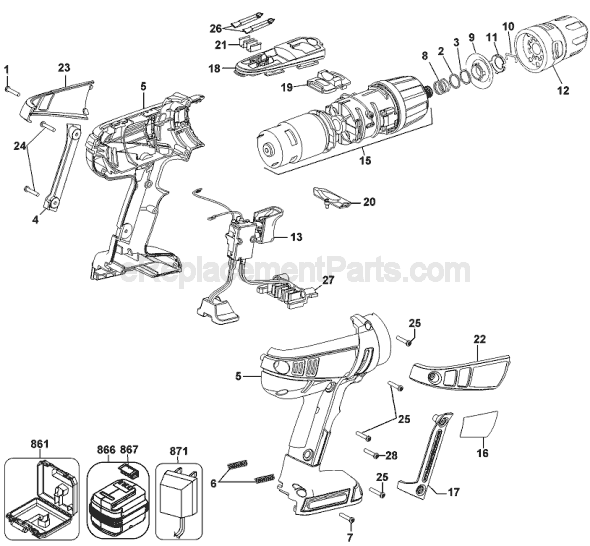 Black and Decker FS1200D-2 Type 1 Drill Page A Diagram