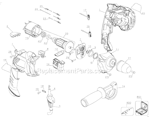 Black and Decker FS6000HD Type 1 1/2 Hammer Drill Page A Diagram